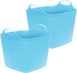 Excellent Houseware Flexibele emmer - 2x - blauw - 25 liter - kunststof - vierkant - 35 x 38 cm — thumbnail 1