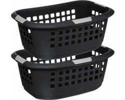 5Five Wasmand extra groot - 2x - antraciet - kunststof - 51 liter - 67 x 47 x 27 cm — afbeelding 1
