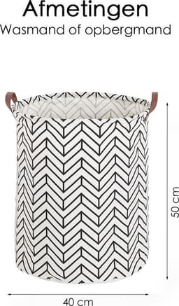 Wasmand Opvouwbaar - Opbergzak - 60L - Waterproof - Zwart/wit - Opvouwbare Wasszak — thumbnail 2