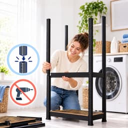 Wasmachine rek - 180x70x40 cm - 600 kg - zwart-bruin — thumbnail 2