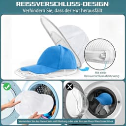 2 stuks - Cap Washer - Pet Houder - Pettenwasser - 33*22*11CM - Pettenwasser voor de wasmachine - Pet Wassen - Waszakken - Waszakje voor Petten - met frame en wasnetje - Wit — thumbnail 3