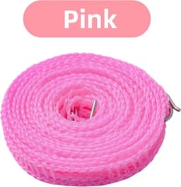 3 stuks waslijn 8 m antislip en winddicht nylon waslijn draagbare waslijn met 2 stuks roestvrijstalen haken hek-achtige touw waslijn voor opknoping kleding buiten (3 kleuren) (rood) — thumbnail 2