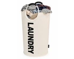 BOTC Wasmand - Waszak - 115L - Laundry basket - Wassorteerder - 43x79 cm - waszak vouwbaar - draagbaar wasbox - Gebroken wit