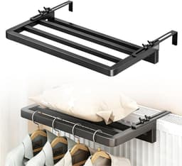 DYVNS® Wasrek Hangend Trapgat - Droogrek Ophangbaar - Voor Radiator, Deur, Balkon - Ruimtebesparend - Zwart — thumbnail 1