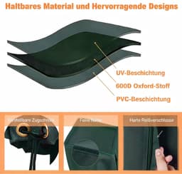 SnelShoppen - Waterdichte Roterende Waslijn Cover 180cm - Winddichte Bescherming voor Tuin, Terras en Balkon - Groen met Rits — thumbnail 3