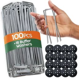 100 stuks Onkruid oorbellen, bodem anker voor camping en kunstgras, stevig en duurzaam, verzinkt staal — thumbnail 1