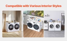 Archi Wasmachine & Droger Aanrechtblad – Wasmachine Werkblad - 137 × 68,6 cm – Wasmachine Topper – Tot 250 kg – Met Zijhaken – Wit — thumbnail 4