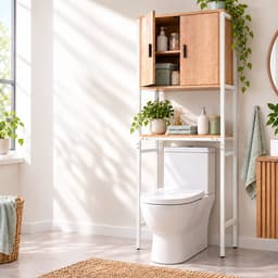 Wasmachine rek - 170x64x27 cm - met kast - wit-natuur — thumbnail 5