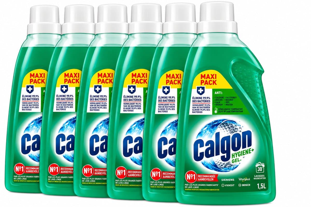 Calgon Hygiene+ Gel - Wasmachinereiniger & Ontkalker voor de wasmachine - 6 x 1,5L - Voordeelverpakking — afbeelding 1