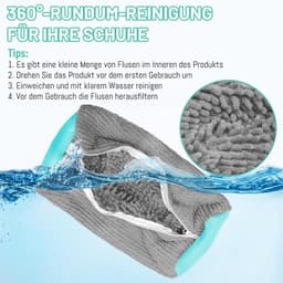 2 stuks schoenen waszak, sneakers, schoenen voor wasmachine, 39 x 19 cm, schoenwaszak, herbruikbare waszak, met ritssluiting, schoenen waszak, netschoenen waszak voor sneakers (grijs) — thumbnail 3