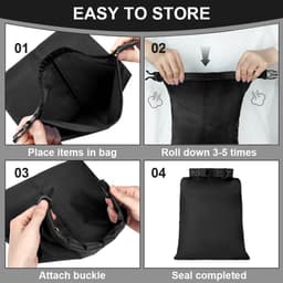 Dry Bags 6 Stuks, Lichtgewicht Dry Bags, Compressiezak Voor Kano's Met Zakken Van 1,5 L/ 2,5 L/3 L/ 3,5 L/5 L En 8 L, Voor Kajakken, Raften, Varen, Wandelen, Reizen, zwart — thumbnail 3