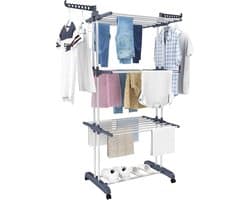 Kavora Droogrek - Gewichtslimiet 30kg - Wasrek - Wasrek Staand - Zwart en Zilver - 76cm x 50cm x 172cm