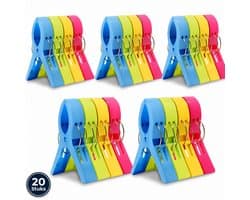 Strandlaken Knijpers 20 Stuks – Extra Grote Handdoekknijpers – Sterke Grip – Strand, Zwembad, Camping & Picknick