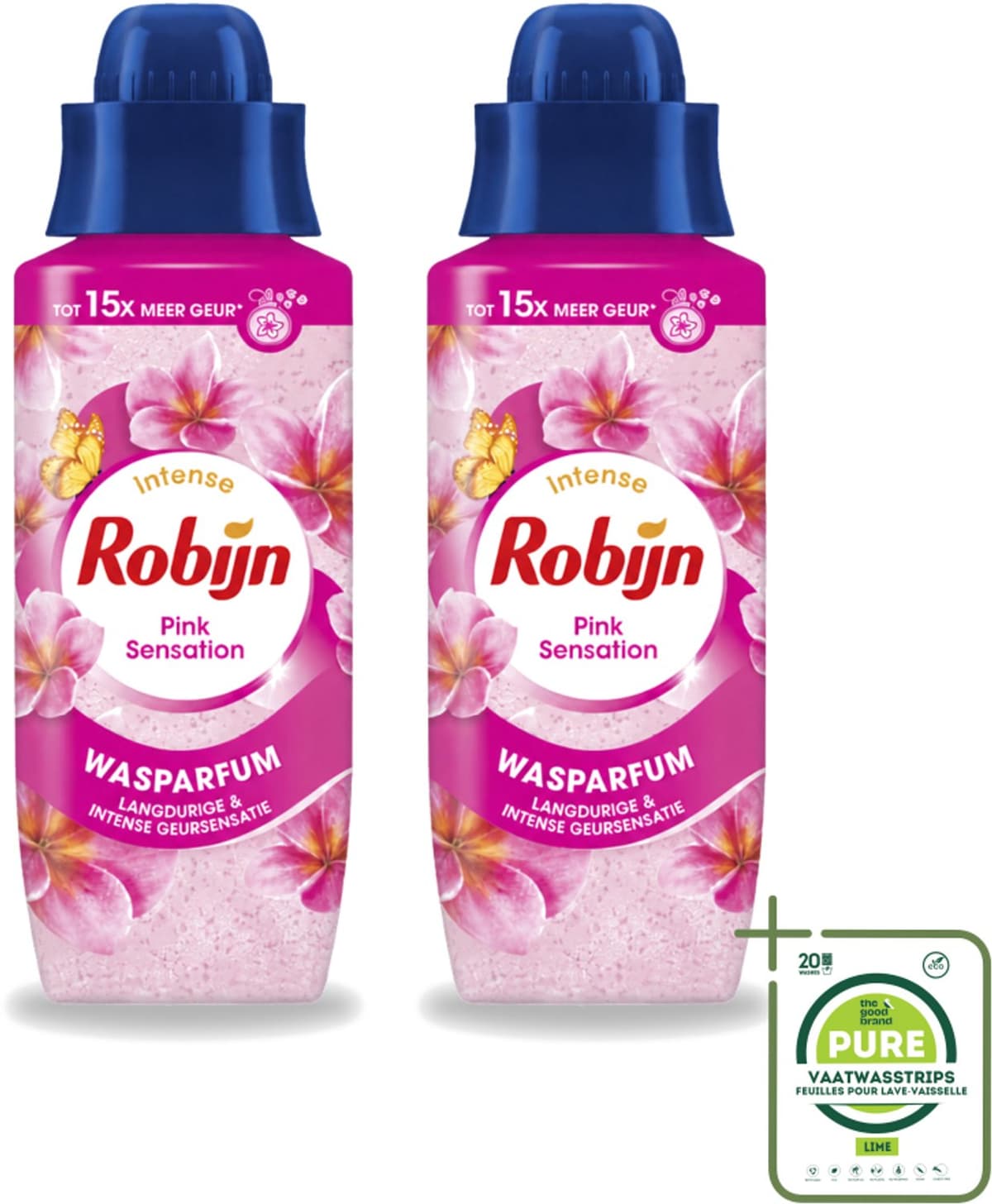 2 x Robijn – Wasparfum – Intense Pink Sensation – 342 ml - Grootverpakking - Vaatwasstrips - Wasparfum - Wasgeur - Geurboost - Wasmiddel - Wasgeur Intensief — afbeelding 1