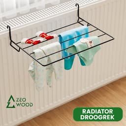 Zeo Wood - Radiator Droogrek – Droogrek Hangend – Wasrek voor Radiator – Metaal – 50 x 35 cm — thumbnail 2
