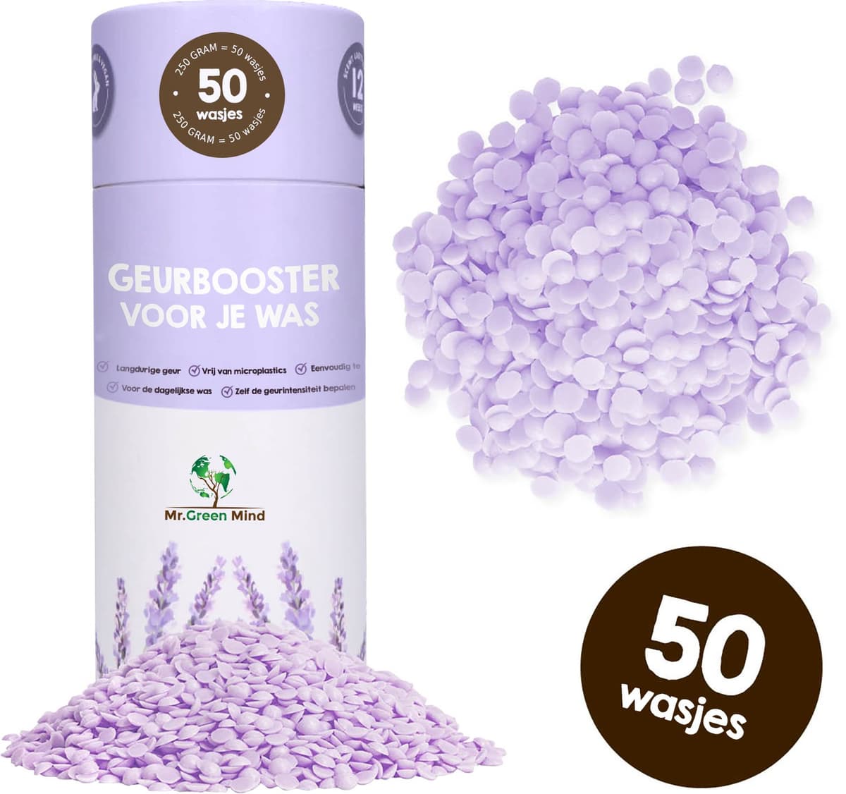 Mr. Green Mind wasparfum Lovely Lavendel 50 - Wasparels - Geurbooster - Geurparels - Kledingverfrisser - Proefpakket — afbeelding 1