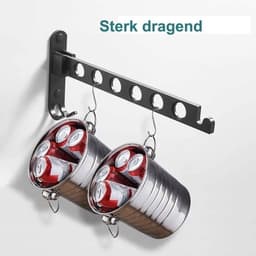 Wanddroogrek, verborgen opklapbaar droogrek, 90° draaibaar en opklapbaar wanddroogrek, geschikt voor balkons, badkamers en hotels. — thumbnail 2