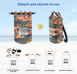 Pakzak, drijvende droogrugzak, strandtas, lichte droogzak voor strand, boottochten, vissen, kajakken, zwemmen, rafting, camping, 5 l, 10 l, 15 l, 20 l, 30 l — thumbnail 5