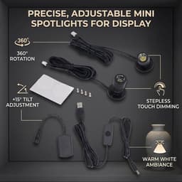 Minispot USB 5V Kunstlicht Mini LED-accentverlichting Kastspot 1 Tot 2 Spots voor Veranda Vitrinekasten Sieradenkasten Ingangskanalen Planken (BLACK) — thumbnail 5