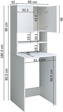 Roomart ATLANTIC-III Wasmachine Overbouwkast 65x181 cm - Wit — thumbnail 5