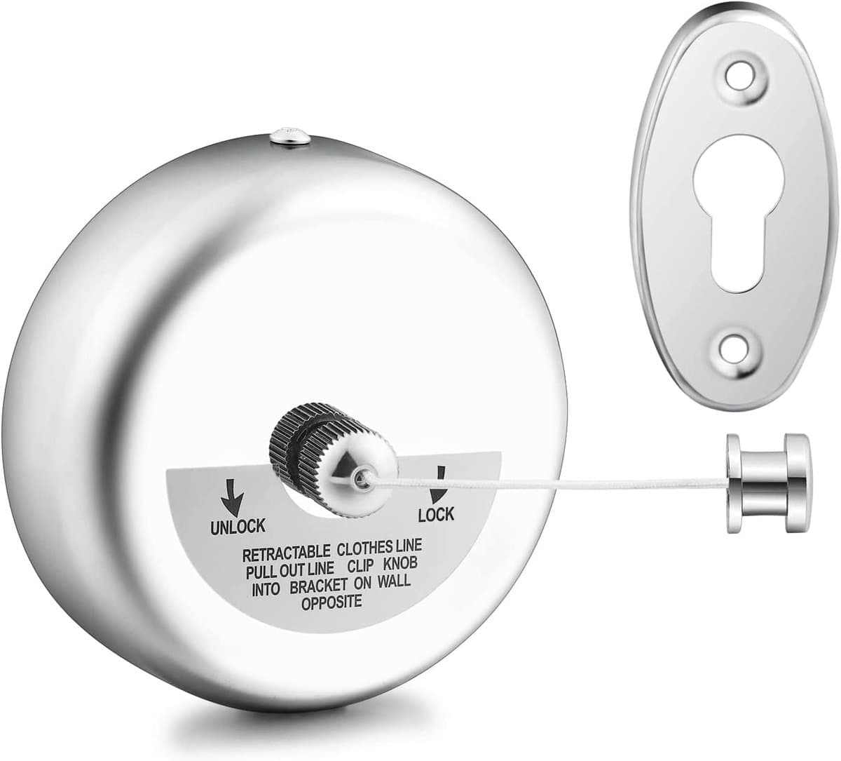 Waslijn Outdoor Koord, Rvs Intrekbare Waslijn voor Opknoping Drogen Douche Badkamer Wasserij Hotel Outdoor 2.8M — afbeelding 1
