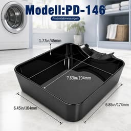 Afvoerbak voor wasmachine - Lekbak wasmachine - 17,4 × 16,4 cm - Lekbak voor Vaatwasser - Wateropvangbak - Wasmachine opvangbak - Opvangbak tegen lekkage - Opvangbak voor filterreiniging - Waterdichte bak - Afvoerbak - Wasmachine Lekbak - Zwart — thumbnail 4