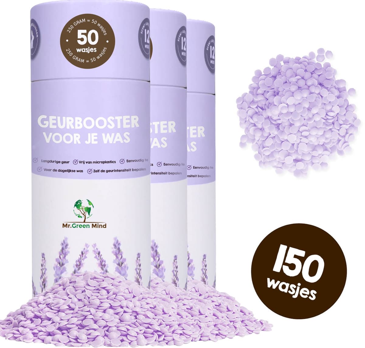 Mr. Green Mind wasparfum Lovely Lavendel 150 Wasbeurten - Wasparels - Geurbooster - Geurparels - Kledingverfrisser - Proefpakket — afbeelding 1