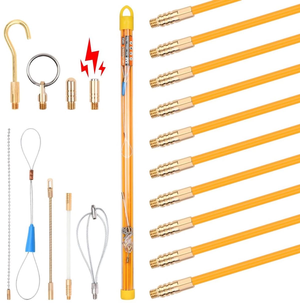 5 m Retractable Kabeltrekhulp met 10 Stangen — afbeelding 1