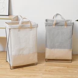 Lexorion Engels -Wasmand - Wasmanden - Wasmand Inklapbaar - Opvouwbare Wasmanden - 36cm x 28cm x 59cm - Ijzeren Pijpenrek — thumbnail 4