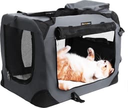 Feandrea - transportbox - reisbench - 60x42x42 cm - voor honden - opvouwbaar - oxford stof - grijs — thumbnail 3
