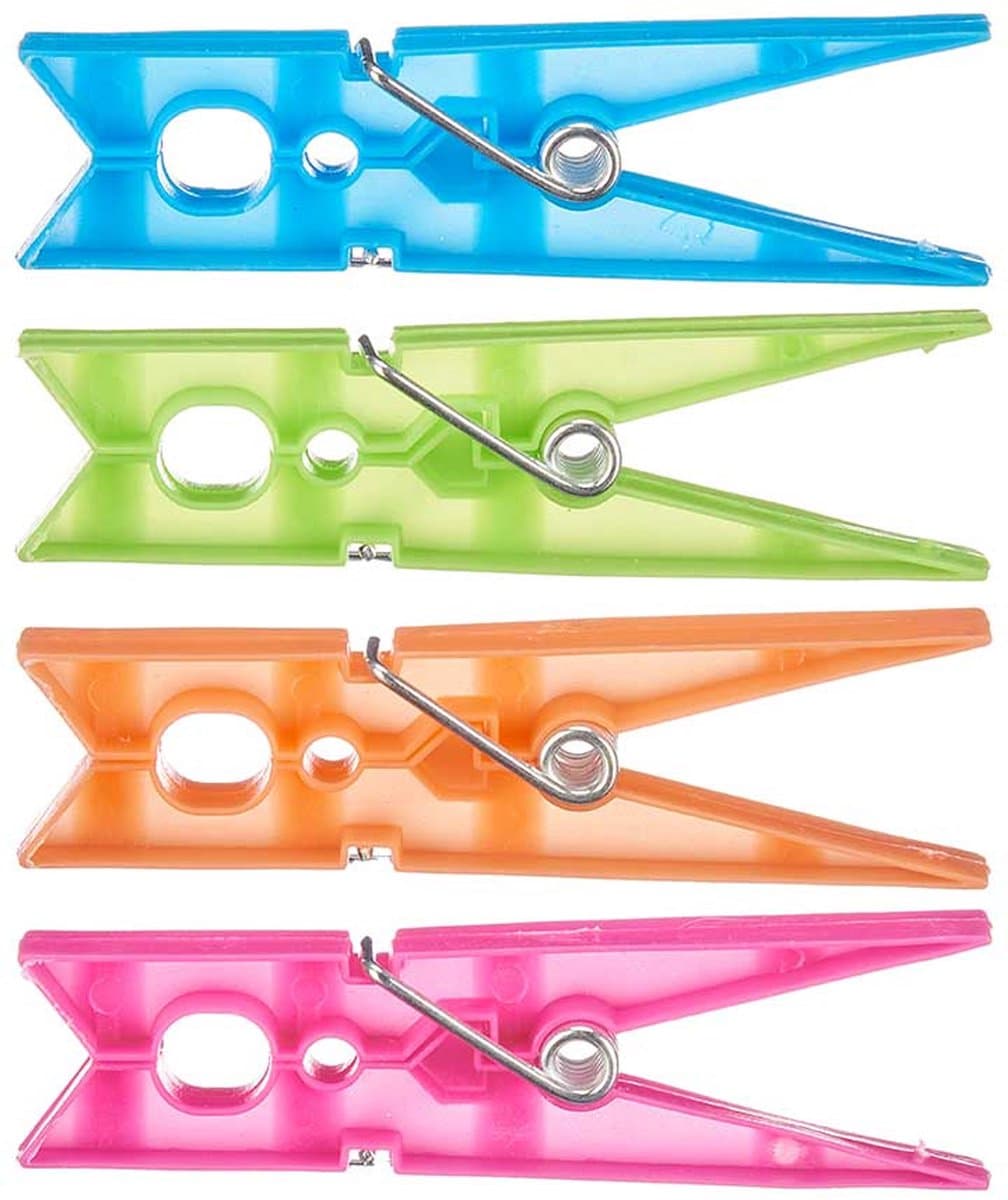Wasknijpers - 24x stuks - kleurenmix fel - kunststof - groot formaat van 8 cm — afbeelding 1