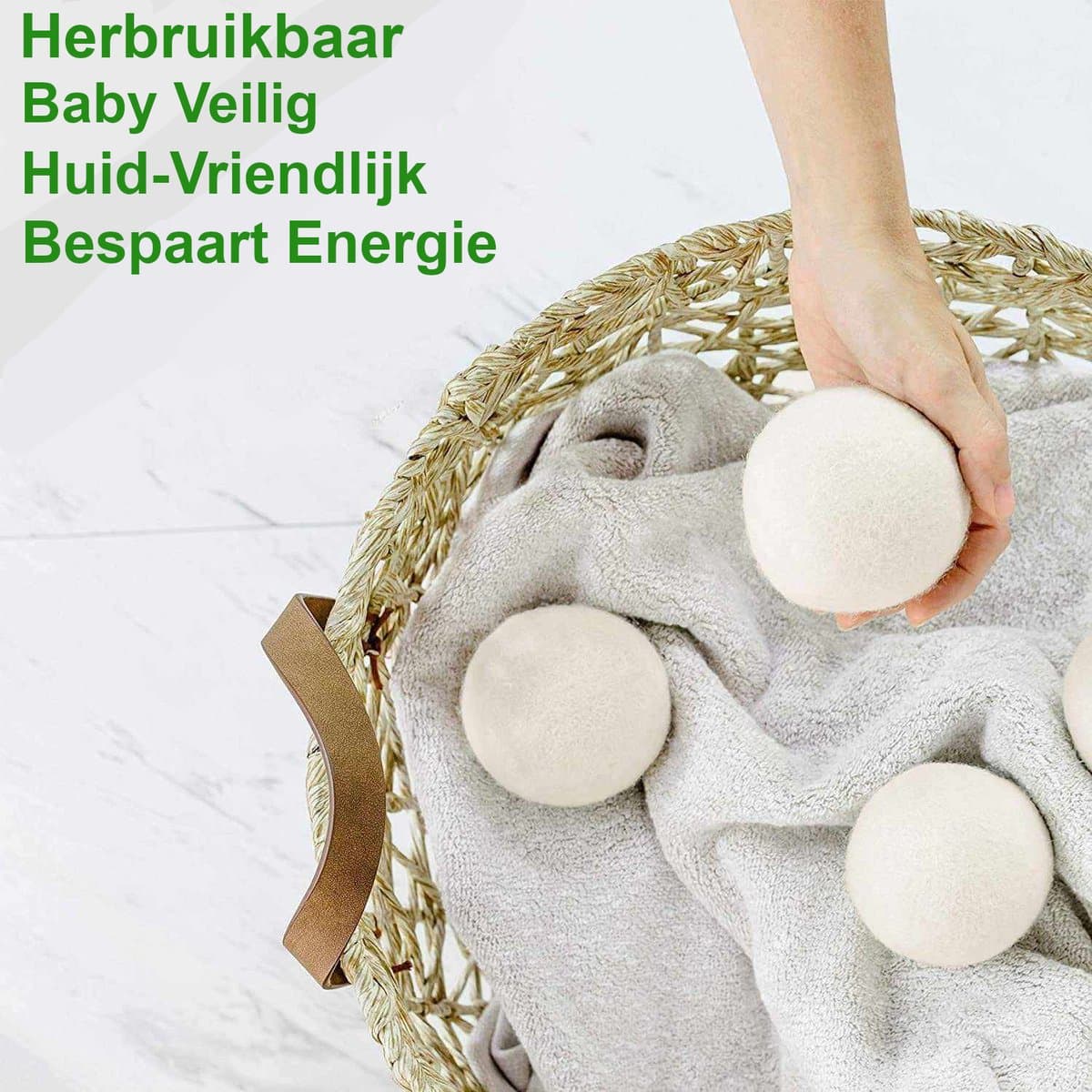 Drogerballen XL - 100% Schapenwol - Wasdrogerballen - 6 stuks - Zero Waste - Duurzaam - Natuurlijke en herbruikbare wasverzachter - Verkort de droogtijd en maakt de was zacht en fris — afbeelding 1