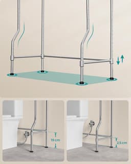 Zwaar Wasmachine ombouw rek - Wasmachine rek duifgrijs - Toilet kast - Wc meubel - Wasmachine rek met opbergruimte - Wasmachine rek bovenlader - metaal - duifgrijs - 30 x 63 x 176 cm — thumbnail 4