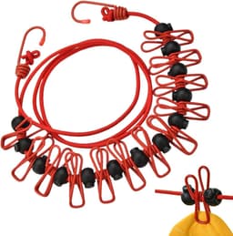 Waslijn met Clips - Reiswaslijn - Kleding Drogen - Antislip Ontwerp - Tot 3.7 Meter - Rood — thumbnail 1