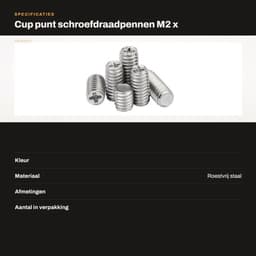 Allecto - Cup punt schroefdraadpennen - M2 x 10 mm - 100 stuks - Roestvrij staal — thumbnail 3