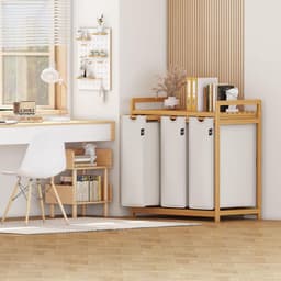 SP® Wasmand - 150L - Wasmand 3 Vakken - Wassorteerder - Lichtgrijs - 81cm x 42cm x 80cm — thumbnail 4