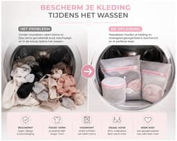 Waszakken Wasmachine 4 Stuks – Waszak Set met Rits – Wasnetjes voor BH, Lingerie, Ondergoed, Sokken & Kleding – 4 Formaten – Wit — thumbnail 3