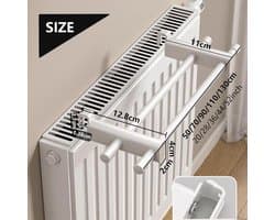 Radiatordroogrek Met Dubbele Stangen - Hittebestendig Tot 120 °C Zwaar Uitgevoerd - Geschikt Voor Paneel- En Schijfradiatoren - Wandmontage Energiebesparend - Lengte 50 cm