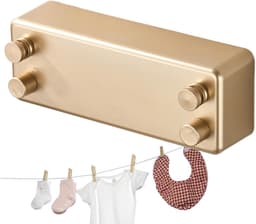 Intrekbare Waslijnen - Droogrek Dubbel - Kleding Drogen - Dubbele Uittrekbare Lijnen - 1 meter - Goud — thumbnail 1
