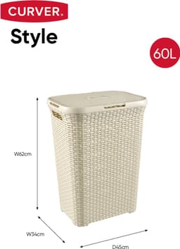 Curver Style Wasmand met Deksel - 60L - Vintage wit — thumbnail 2