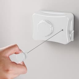 Uittrekbare waslijn - Droogrek wandmontage - Kleding drogen - Doorhangvrij design - 51 meter - Wit — thumbnail 1