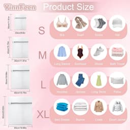 Set van 6 Waszakken in 4 Maten - Herbruikbare Wasnetten met Rits voor Wasmachine, Ideaal voor Ondergoed, Kleding en Bedlinnen — thumbnail 5