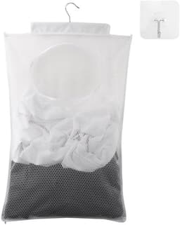 Duurzame waszak - Op te hangen wasmand - Doorzichtige mesh-polyester - Wit - Zelfklevende haken - Perfect voor organisatie - Ideaal voor... — thumbnail 1