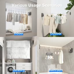 Intrekbare Waslijn - Wanddroger Uitschuifbaar - Kleding Drogen - Niet-doorhangend Ontwerp - 4.6 Meter - Grijs — thumbnail 4