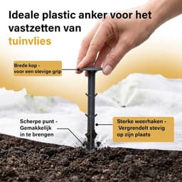 Grondanker - Zwart - 15 cm, Ø 3 cm - Kunststof Bodemanker - Set van 50 stuks voor Tuin en Camping — thumbnail 3