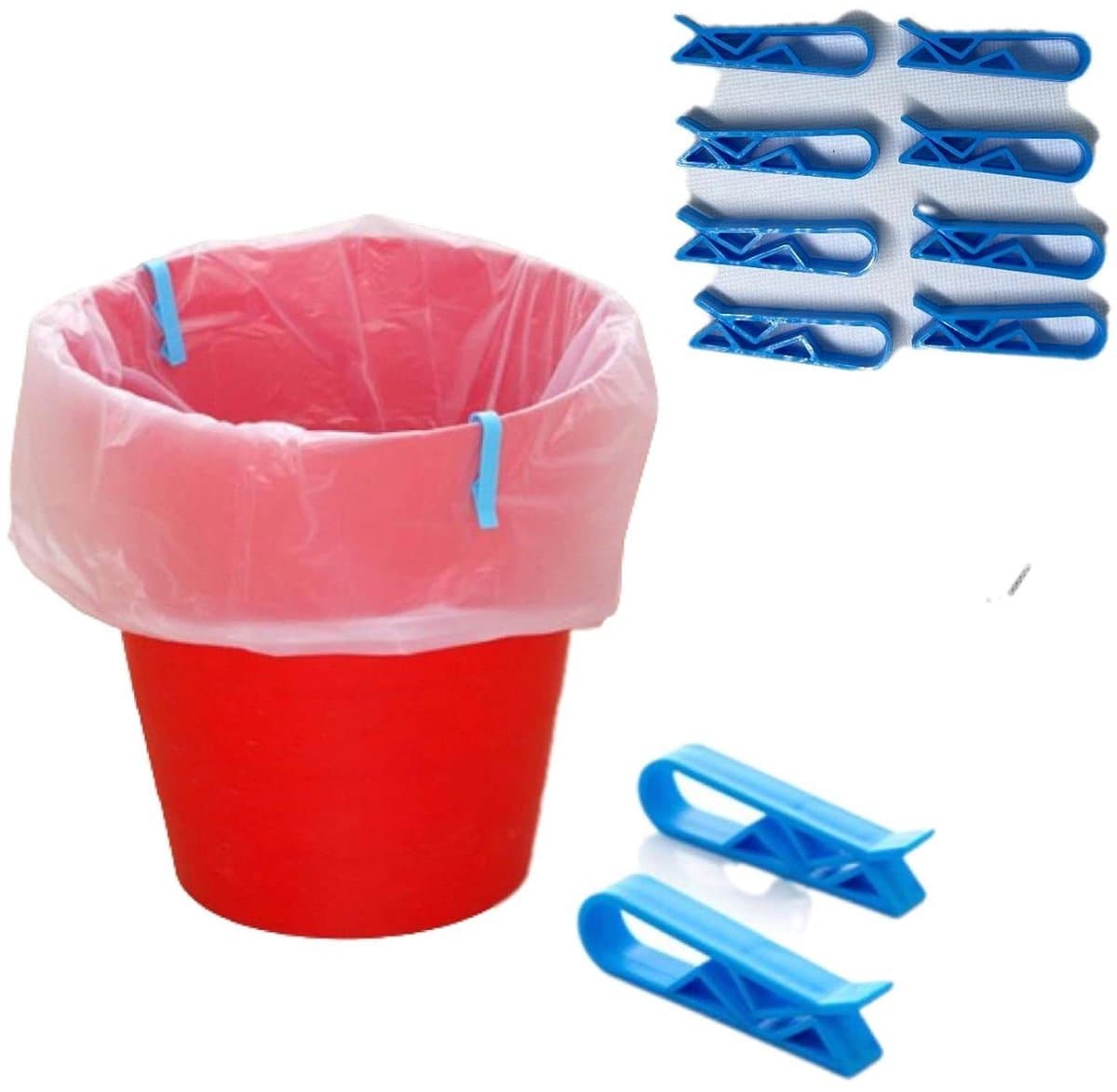 Afvalzak Clips - Prullenbak Houder - Keuken Organiseren - Antislip Ontwerp - 10 Stuks - Blauw — afbeelding 1