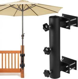 Parasolhouder voor balkon - Zwart - Verstelbare klembevestiging en schroefmontage - Duurzame buitenhouder voor parasols met 3-4,5 cm diameter — thumbnail 1