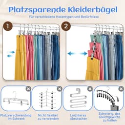 Kleerhanger Clips - Wasknijpers RVS - Opbergen Kleding - 360 Graden Draaibaar - 20 stuks - Zwart — thumbnail 2