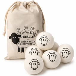 Drogerballen - 6 Stuks - Herbruikbare Wasdrogerballen - 100% Schapenwol - 7 cm - Minder klitten en kreukels - Met Opbergzak - Wit — thumbnail 1