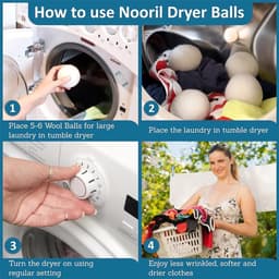 SnelShoppen - Set van 6 Natuurlijke Wol Droogballen, Herbruikbare Tumble Dryer Balls voor Verminderen van Kreukels, 5 cm, Inclusief Waszak, Eco-vriend — thumbnail 2